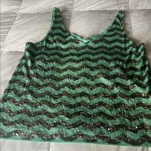 J. Crew Green Sequin Boxy Tank Top